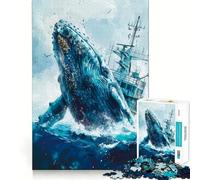 Puzzle de Bateau à Baleines,1000 pièces,Jeu Amusant,Technologie de découpe Laser avancée,Jouet d'intérieur pour Les Vacances (38x26cm)