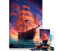 Puzzle de Bateau Pirate mystérieux pour Adultes, 1000 pièces, Jeu de Concentration et de détente, Bordure serrée, Cadeau du Père Noël (38x52cm)