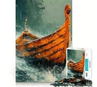 Puzzle de Bateau Viking 1000 pièces,Jeu de réflexion Stimulant,sans pièces détachées,défi cérébral interactif pour la Maison (38x26cm)