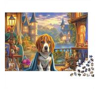 Puzzle de Beagle, 1000 pièces, Beagle près d'un château illuminé, décor de Ville vive, pour Adultes, Cadeau Amusant, activité pour la Maison, défi Difficile, Cadeau, 70x50cm/1000pcs