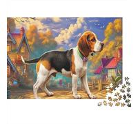 Puzzle de Beagle, 1000 pièces, en Papier recyclé, Beagle se promenant dans Un Champ Fleuri, décor de Maison, Puzzle Adulte, défi Difficile, Jeu éducatif, idée de Cadeau, 70x50cm/1000pcs