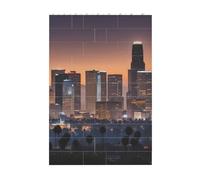 Puzzle de blocs de briques d'art 3D à faire soi-même - Blocs de construction créatifs amusants - Décoration de bureau - Puzzle imprimé d'horizon de Los Angeles - 37 pièces