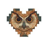 Puzzle de blocs de construction à motif de tête de hibou personnalisé pour adultes - Briques de construction 3D - Blocs de cœur - Briques fantaisie pour décoration d'intérieur - Cadeau
