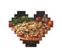 Puzzle de blocs de construction à pizza avec champignons et tomates - Puzzle personnalisé pour adultes - Briques de construction 3D en forme de cœur - Briques fantaisie pour décoration d'intérieur