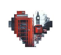 Puzzle de blocs de construction Angleterre Royaume-Uni rétro Londres Téléphone personnalisé pour adultes Briques de construction 3D Blocs de cœur Briques fantaisie pour décoration d'intérieur Cadeau