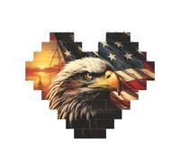 Puzzle de blocs de construction avec drapeau et aigle personnalisés pour adultes - Briques de construction 3D - Briques en forme de cœur - Briques fantaisie pour décoration d'intérieur - Cadeau