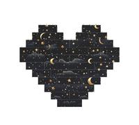 Puzzle de blocs de construction avec étoiles et lune personnalisés pour adultes - Briques de construction 3D - Briques en forme de cœur - Briques fantaisie pour décoration d'intérieur - Cadeau
