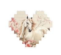 Puzzle de blocs de construction avec image de cheval personnalisée pour adultes - Briques de construction 3D en forme de cœur - Briques fantaisie pour décoration d'intérieur - Cadeau
