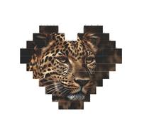 Puzzle de blocs de construction avec image de léopard marron personnalisé pour adultes - Briques de construction 3D - Blocs de cœur - Briques fantaisie pour décoration d'intérieur - Cadeau