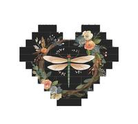 Puzzle de blocs de construction avec image de libellule dans une couronne - Puzzle personnalisé pour adultes - Briques de construction 3D - Briques fantaisie pour décoration d'intérieur