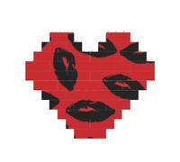 Puzzle de blocs de construction avec lèvres rouges et noires personnalisées pour adultes - Briques de construction 3D en forme de cœur - Briques fantaisie pour décoration d'intérieur