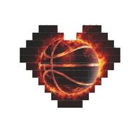 Puzzle de blocs de construction - Basketball dans le feu - Puzzle de briques personnalisées pour adultes - Briques de construction 3D en forme de cœur - Briques fantaisie pour décoration d'intérieur