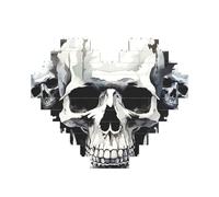 Puzzle de blocs de construction blancs et gris avec motifs de tête de mort personnalisés pour adultes - Briques de construction 3D - Briques fantaisie pour décoration d'intérieur
