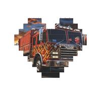 Puzzle de blocs de construction camion de pompiers personnalisé pour adultes - Briques de construction 3D en forme de cœur - Briques fantaisie pour décoration d'intérieur - Cadeau