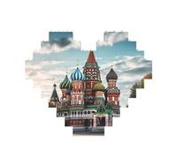 Puzzle de blocs de construction Cathédrale Saint-Basilic rouge à Moscou - Puzzle en blocs de briques personnalisés pour adultes - Briques de construction 3D en forme de cœur - Briques fantaisie pour