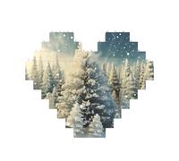 Puzzle de blocs de construction en 3D pour adultes - Motif : pin - Pays des merveilles enneigées - Noël - Briques fantaisie pour décoration d'intérieur - Cadeau