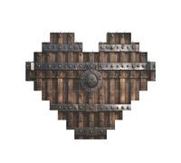 Puzzle de blocs de construction en bois avec château mural en métal pour adultes - Briques de construction 3D en forme de cœur - Briques fantaisie pour décoration d'intérieur