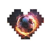 Puzzle de blocs de construction en forme de ballon de football incendie personnalisé pour adultes - Briques de construction 3D - Blocs en forme de cœur - Briques fantaisie pour décoration d'intérieur