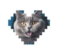 Puzzle de blocs de construction en forme de chat bleu qui sort de la langue - Puzzle personnalisé pour adultes - Briques de construction 3D - Briques fantaisie pour décoration d'intérieur