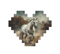 Puzzle de blocs de construction en forme de cheval qui court dans un champ - Puzzle de briques personnalisées pour adultes - Briques de construction 3D - Briques fantaisie pour décoration d'intérieur