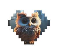 Puzzle de blocs de construction en forme de hibou mignon personnalisé pour adultes - Briques de construction 3D en forme de cœur - Briques fantaisie pour décoration d'intérieur - Cadeau