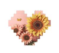 Puzzle de blocs de construction en forme de tournesol personnalisé pour adultes - Briques de construction 3D - Blocs en forme de cœur - Briques fantaisie pour décoration d'intérieur - Cadeau
