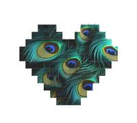 Puzzle de blocs de construction en gros plan de plumes de paon personnalisées pour adultes - Briques de construction 3D - Briques de briques fantaisie pour décoration d'intérieur