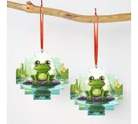 Puzzle de blocs de construction en losange - Grenouille dans un étang - 1 bloc de briques de construction pour adultes - Micro blocs de construction 3D - Lozenge - Décoration d'arbre de Noël - Cadeau