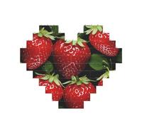 Puzzle de blocs de construction fraises rouges personnalisés pour adultes - Briques de construction 3D en forme de cœur - Briques fantaisie pour décoration d'intérieur - Cadeau