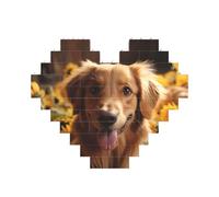 Puzzle de blocs de construction Golden Retriever Tournesol personnalisé pour adultes - Briques de construction 3D en forme de cœur - Briques fantaisie pour décoration d'intérieur