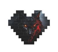 Puzzle de blocs de construction - Grand loup noir avec yeux rouges - Puzzle de briques personnalisées pour adultes - Briques de construction 3D - Briques fantaisie pour décoration d'intérieur