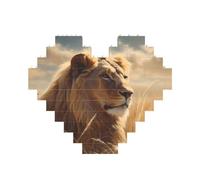 Puzzle de blocs de construction Lion de prairie personnalisé pour adultes - Briques de construction 3D en forme de cœur - Briques fantaisie pour décoration d'intérieur