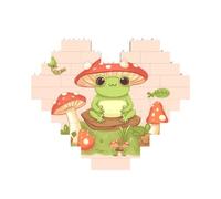 Puzzle de blocs de construction mignonnes grenouilles et champignons personnalisés pour adultes - Briques de construction 3D en forme de cœur - Briques fantaisie pour décoration d'intérieur