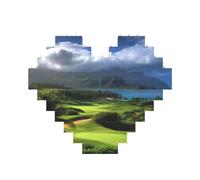 Puzzle de blocs de construction panoramique hawaïen de golf tropical personnalisé pour adultes - Briques de construction 3D en forme de cœur - Briques fantaisie pour décoration d'intérieur - Cadeau
