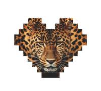 Puzzle de blocs de construction représentant un léopard personnalisé pour adultes - Briques de construction 3D en forme de cœur - Briques fantaisie pour décoration d'intérieur
