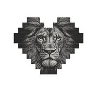 Puzzle de blocs de construction tête de lion noir et blanc personnalisé pour adultes, briques de construction 3D, blocs de cœur pour décoration d'intérieur, cadeau
