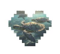 Puzzle de blocs de construction tortue de mer ensoleillée personnalisé pour adultes - Briques de construction 3D - Blocs de cœur - Briques fantaisie pour décoration d'intérieur - Cadeau