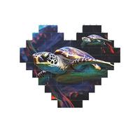 Puzzle de blocs de construction - Tortue de mer tropicale colorée - Puzzle de briques personnalisées pour adultes - Briques de construction 3D - Briques fantaisie pour décoration d'intérieur