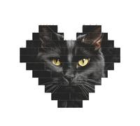 Puzzle de blocs de construction : un chat noir sur un fond noir - Puzzle personnalisé pour adultes - Briques de construction 3D - Briques fantaisie pour décoration d'intérieur