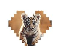 Puzzle de blocs de construction Un petit tigre personnalisé pour adultes - Briques de construction 3D - Blocs de cœur - Briques fantaisie pour décoration d'intérieur - Cadeau