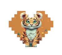 Puzzle de blocs de construction « Year of the Tiger » - Puzzle de briques personnalisé pour adultes - Briques de construction 3D en forme de cœur - Briques fantaisie pour décoration d'intérieur