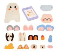 Puzzle de blocs de visages d'animaux en bois - Activités sensorielles d'apprentissage | pour intérieur salle de classe préscolaire, jardin d' , voyage, vacances étudiantes