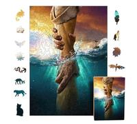 Puzzle de bois de Jésus - Puzzle en bois religieux avec la main tendue de Jésus | Puzzle de famille, jeu de puzzle décoratif pour la décoration murale du salon, idée cadeau pour les chrétiens, les ami
