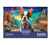 Puzzle de Bouledogue Français 1000 Pièces en Papier Recyclé, Arrière - Plan Vivant pour Adultes, Cadeau Amusant & Activité Maison, Cadeau Décoration Murale, 70x50cm