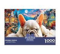 Puzzle de Bouledogue Français 1000 Pièces en Papier Recyclé pour Adultes, Arrière-Plan Détendu, Cadeau Amusant & Activité Maison, Cadeau de Jeu Familial, 38x26cm