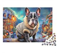 Puzzle de Bouledogue Français 1000 Pièces en Papier Recyclé pour Adultes, Cadeau Amusant, Activité Maison, Anti-Stress, Jeu Familial, 52x38cm
