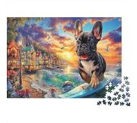 Puzzle de Bouledogue Français 1000 Pièces en Papier Recyclé pour Adultes, Décor Animé, Cadeau Amusant & Activité Maison, Cadeau de Jeu Familial, 52x38cm