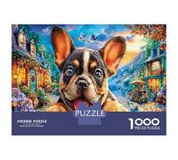 Puzzle de Bouledogue Français 1000 Pièces en Papier Recyclé, Scène Vibrante et Joyeuse pour Adultes et Enfants, Défi Très Difficile, Jeu Éducatif Activité Maison, 38x26cm