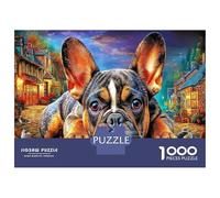Puzzle de Bouledogue Français 1000 Pièces en Papier Recyclé, Scène Vivante, Casse-tête pour Adultes, Défi Très Difficile, Jeu Familial, Cadeau Décoration Murale, 52x38cm