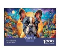 Puzzle de Bouledogue Français 1000 Pièces en Papier Recyclé, Scène Vivante, Casse-tête pour Adultes, Jeu Éducatif Stimulant, Décoration Murale et Cadeaux, 52x38cm
